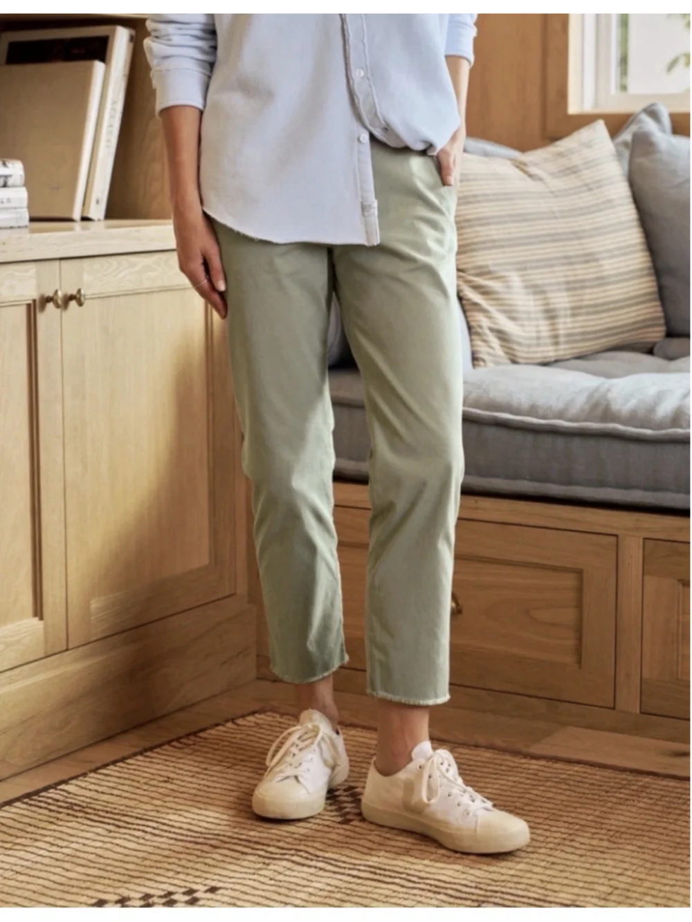 Frank & Eileen Wicklow Italian Performance Twill Chino Sage Green Size 6 NEW